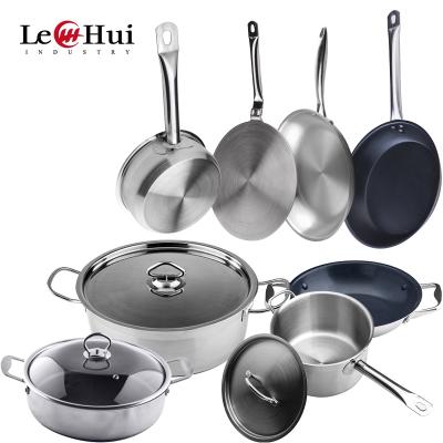 China Viable Stainless Steel Cooking Pot With Non Stick Frying Pan Steel Stock Pot Kitchen Cookware Stainless Steel Stock Pot Air Frying Pan for sale