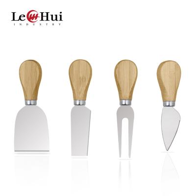 China Cheese Knife Stainless Steel Cheese Knife Set For Cheese Pizza With Wooden Bamboo Handle for sale