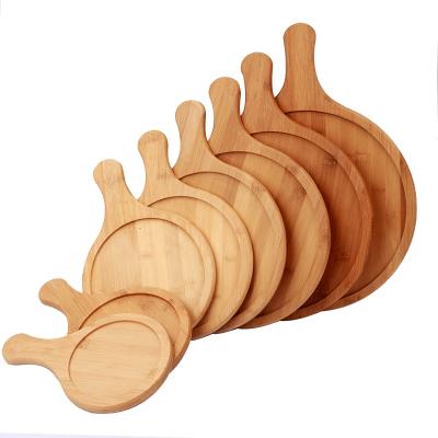 Cina Wooden Round Stocked Pizza Board with Bamboo Hand Pizza Pan Baking Tray Cutting Board Pizza Cake Bakeware Tools in vendita