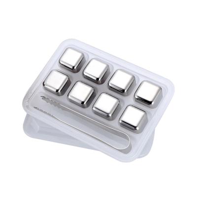 China Disposable 304 Stainless Steel Whiskey Cooling Stones Ice Cube For Cola Wine Drinks Bar Accessories for sale