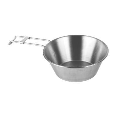 Κίνα Portable Outdoor Camping Soup Pot Picnic Bowl 304 Stainless Steel Folding Bowl with Folding Handle προς πώληση