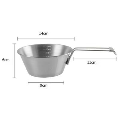 China 304 Stainless Steel Bowl Handle Foldable Outdoor Camping Picnic Bowl Soup Bowl Portable Pot for sale