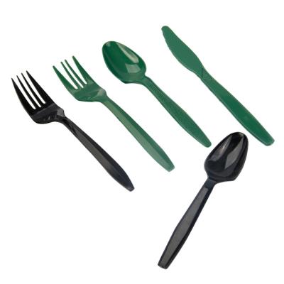 China The Disposable Plastic Cutlery Set, 6 in. thick black plastic spoon plastic fork and knife, individually wrapped plastic cutlery for sale