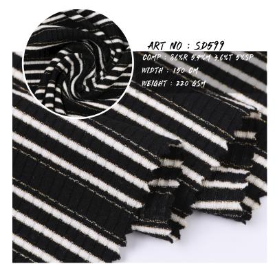 China High-priced custom-made custom-made stretch wicking-moisture metallic black and white yarn dyed ribbed fabric for dress for sale