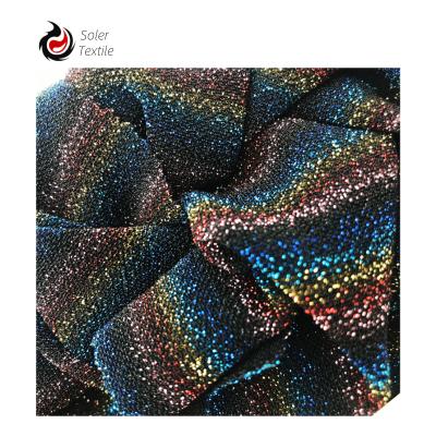 China Quick-delivery metallic stretch 205gsm spandex lurex dot fabric nylon colorful jacquard pattern breathable for sportswear for sale