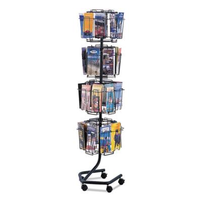 China Iron 4 Tiers Floor Standing Brochure Display Stand Spinner Irregular Wire Iron Greeting / Postcard Rack Display With Wheels for sale