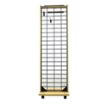 China Iron Wood Frame Metal Wire Grid Panel Phone Case Display Rack for sale