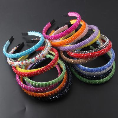 China Korean Handwoven Beaded Sponge Headband Rhinestone Version Hair Accessories 58 Non-slip Elastic Women's Headband Non-Slip Elastic Hairband for sale