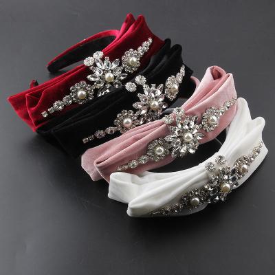 China New Elegant Headwear Non-slip Fashion Bow Set Rhinestone Headband Ladies Catwalk Hair Accessories Beautiful Hairpin Women 92 for sale