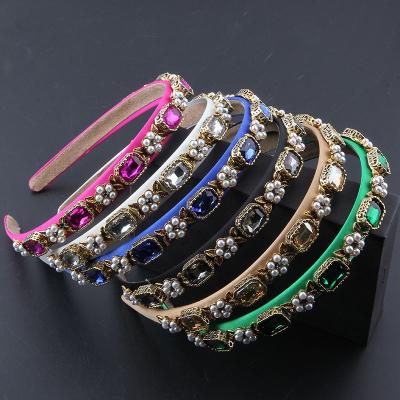 China Lady Leisure Hair Accessories 72 color rhinestone pearl hair circle new fashionable Korean version HEADBAND headdress small inlaid hair for sale