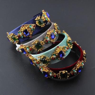 China HEADBAND HEADDRESS New Fashion Baroque Court Style With Color Rhinestone Hair Circle Ladies Ball Hair Accessories Hair Clip Beautiful 82 for sale