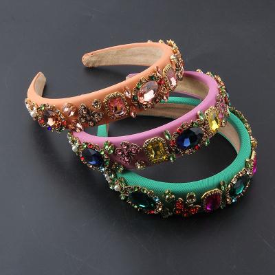 China European and American new fashion HEADBAND headdress thin sponge inlaid rhinestone headband ladies party hairpin bridal headdress Hair101 for sale