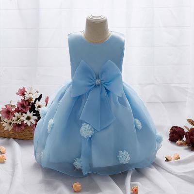 China Washable High Quality Kids Summer Bow Sleeveless Dress Infants Big For Weddings Party Flower Girl Dresses for sale