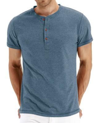 China Wholesale QUICK DRY men cotton blend plain button neck fitness t shirts from china supplier for printing for sale