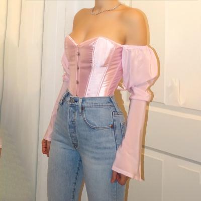 China Wholesale JY37G19406T 1 Breathable Crop Tank Top Polyester Button Up Breathable Crop Top Corset Crop Top for sale