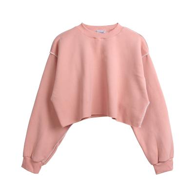 China JY37 Breathable Cotton Logo Crop Sweatshirt Custom Women Long Sleeve Breathable Wholesale Plain Sweatshirts Tops Hooded Sweatshirt for sale