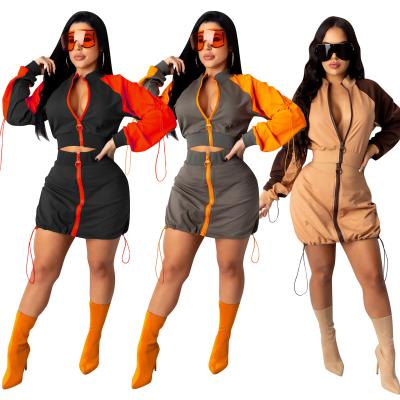 China 2021 New Arrival Fashionable QUICK DRY Tracksuit JY37 Set Joggers Dress Patchwork Casual Women's Zipper Set Girls 2 Piece Sets for sale