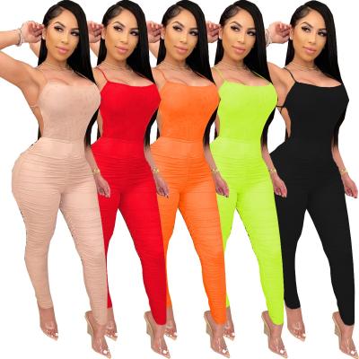 China Anti-pilling backless atacked two-piece bare jumpsuit JY anti-pilling jumpsuit women sling strap hot sale clothing for sale