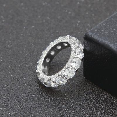 China CZ Diamond Simple Band Ring Hiphop 925 Sterling Silver Moissanite Bling Jewelry for sale