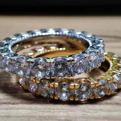 China Hiphop Gold Plated 925 Sterling Silver Hip Hop Rings CZ Diamond Iced Out Jewelry Band Ring for sale