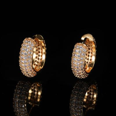 China Punk Gold Plated 925 Sterling Silver Diamond Iced Out Hoop Earrings For Men for sale