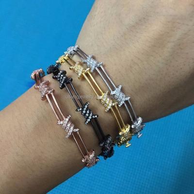 China The sterling silver micro of the bracelet etc. 925 CZ pave barbed wire bracelet bracelet for sale