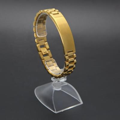 China Hiphop 18k Gold Plated High Polished Flexible Mens Cuff Bangle Bracelet for sale