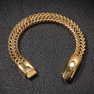 China Franco Hiphop Stainless Steel 14k Gold Plated Hip Hop Double Bangle for sale