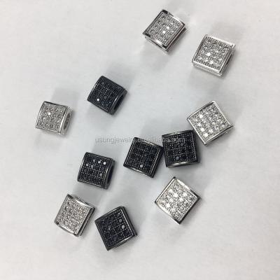 China Silver Sterling Silver Bracelet Etc Micro Diamond 925 CZ pave square beads for sale