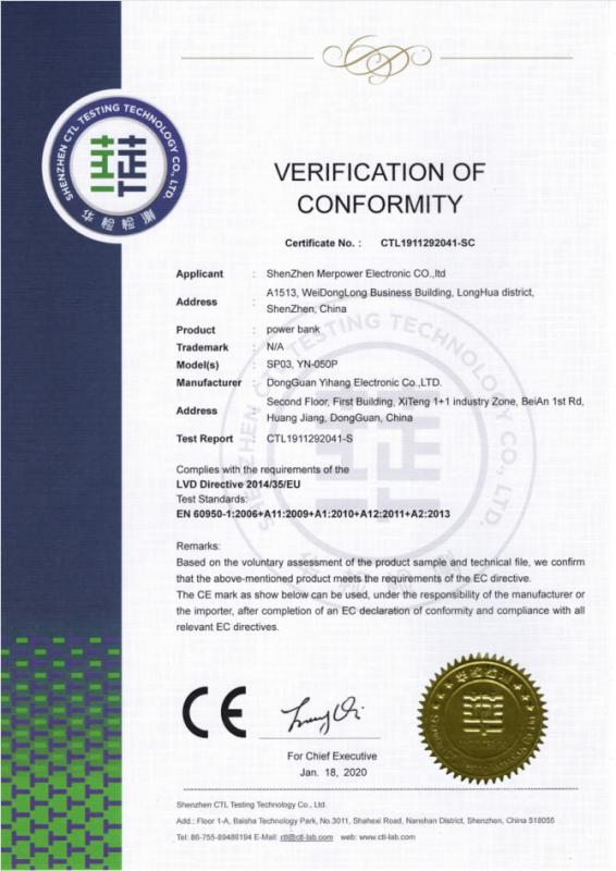 CE - Shenzhen Merpower Electronic Co., Ltd.