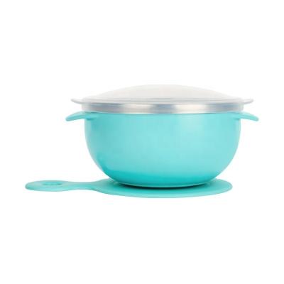 China Hot Selling BPA Free Fashion Colorful Stainless Steel Baby Feeding Suction Bowls for sale