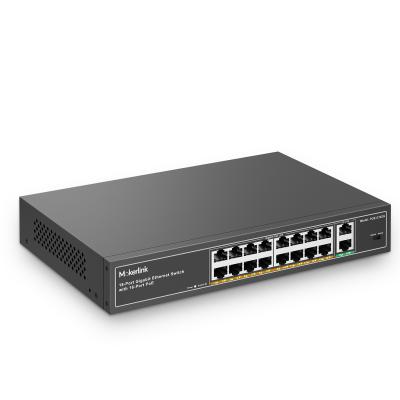 China POE MokerLink 16 Port Gigabit PoE Switch, 2 Gigabit Uplink, 250W IEEE802.3af/at, Plug and Play Unmanaged Rackmount Ethernet Switch for sale