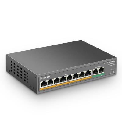 China MokerLink 8 PoE Port POE Switch with 2 Gigabit Uplink, 802.3af/at PoE+ 100Mbps, Built-in 120W Power, Extend to 250Meter for sale