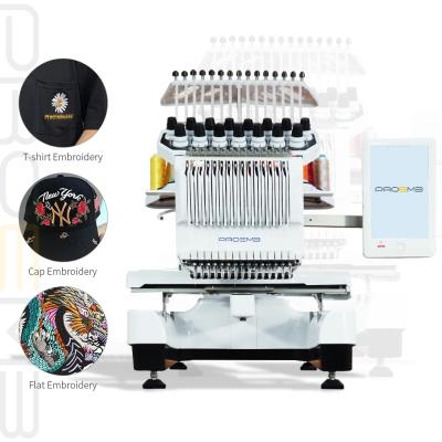 China Hat/T-shirt/flat/3D embroidery/sequin/cording/beading PROEMB computerized embroidery machine for clothes for sale