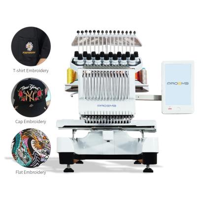 China Professional Single Head Cap/T-shirt/flat/3D/sequin/cording/beading embroidery PROEMB embroidery machine for sale