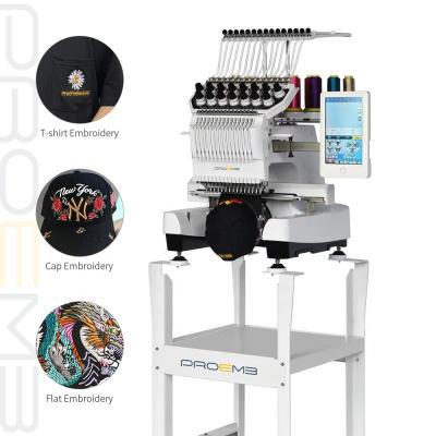 China Single Head Hat/T-shirt/flat/3D/sequin/cording/beading embroidery PROEMB embroidery machine for hotel use for sale