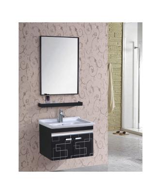 China 600mm Modern Washroom Wall Mounted Black Stainless Steel Bathroom Vanity Cabinets With Wash Basin for sale