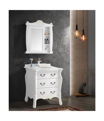 China 2021 Modern New Design Floor Standing PVC Bathroom Cabinet Luxury Mirror Cabinet Vanity With 4 Legs for sale