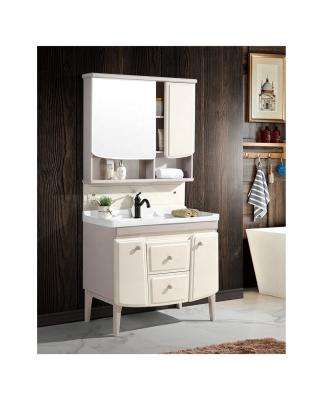 China 2021 New Model Modern Floor Standing PVC Bathroom Mirror Cabinets Vanities With 4 Legs for sale