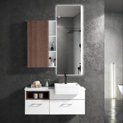 China Hot Sale Modern Washroom Floating Modern Led Light Cabinet MDF Plywood Bathroom Vanity With Competitive Price for sale