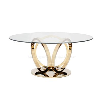 China Knockdown banquet furniture round shape stainess steel accent coffee table modern event tables and chairs for sale