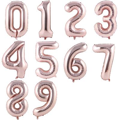 China Gift Toy Number Balloon 40inch Rose Gold Wedding Number Foil Balloon For Birthday Party for sale