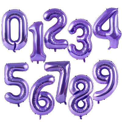 China Gift Toy Number Balloons Purple 40inch Foil Balloon Maker For Birthday Wedding Party Decoration globos digital supplier for sale