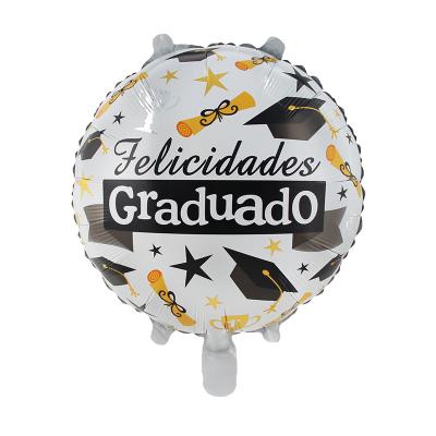 China Cheap Price Toy Wholesale 18inch Gift Round Spanish Graduado de felicidades de balloon globos de graduation Aluminum Shape Graduation for sale