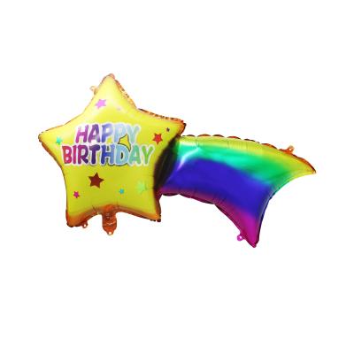 China Meteor Globo Gift Toy Happy Birthday Star Rainbow Meteor Helium Foil Balloon Kids Birthday Decoration Colorful Baby Shower Party for sale