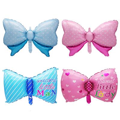 China Arch Girl Ornament De Arco De Aluminio Boy Infla Globos Foil Balloon Bowknot Toy Pink Blue Globos Shape Gift Para Regalo For Baby Shower for sale