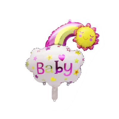 China Toy Printing baby cloud face bifrost balloons baby girl chica globos baby shower birthday party background wall smile pink decoration for sale