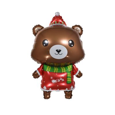 China Happy 2022 Toy 2022 Merry Christmas Gift Aluminum Foil Balloons Brown Bear Toys Globos Inflatable Helium Gas Normal Air Helium Gas for sale