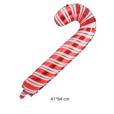 China Toy Balloon Christmas Gift Stick Candy Cane Shape Foil Mylar Red Foil Mylar Balloons for Xmas Home Party Decoration Navidad globo de Navidad for sale