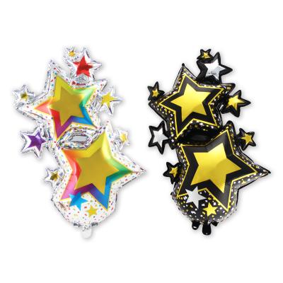 China Toy Colorful Conjoined Double Star Shape Foil Balloon Starry Sky Full Colored Starlight Starlight Shining Star Shape Foil Balloon for Party Decoration for sale